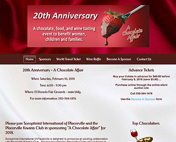 A Chocolate Affair website home page