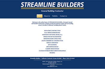 Streamline Builders website homepage