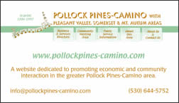front of promotional business card for PollockPines-Camino.com